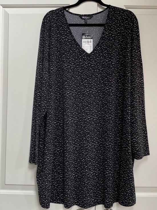 Ulla Popken Dresses & Skirts - NWT Ulla Popken Stretch Black Dotted  Long Sleeve V Neck Mini Dress Top Coverup